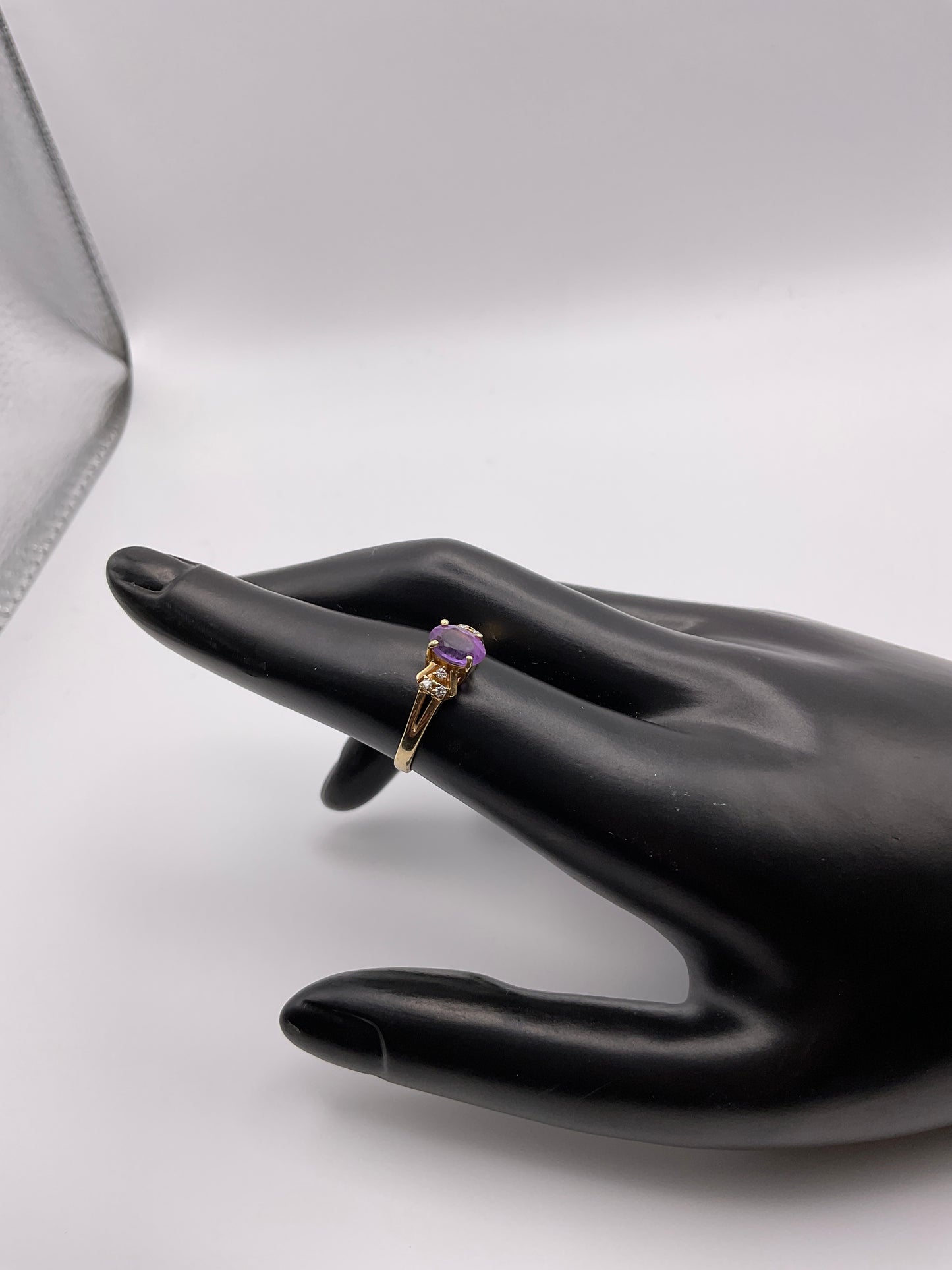 2.0g 14k Yellow Gold Diamond/ Purple Ring size 6