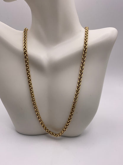 39.3g David Yurman 18K Yellow Gold Wheat Chain Necklace 4mm 18"