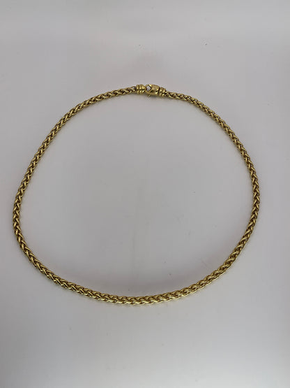 39.3g David Yurman 18K Yellow Gold Wheat Chain Necklace 4mm 18"