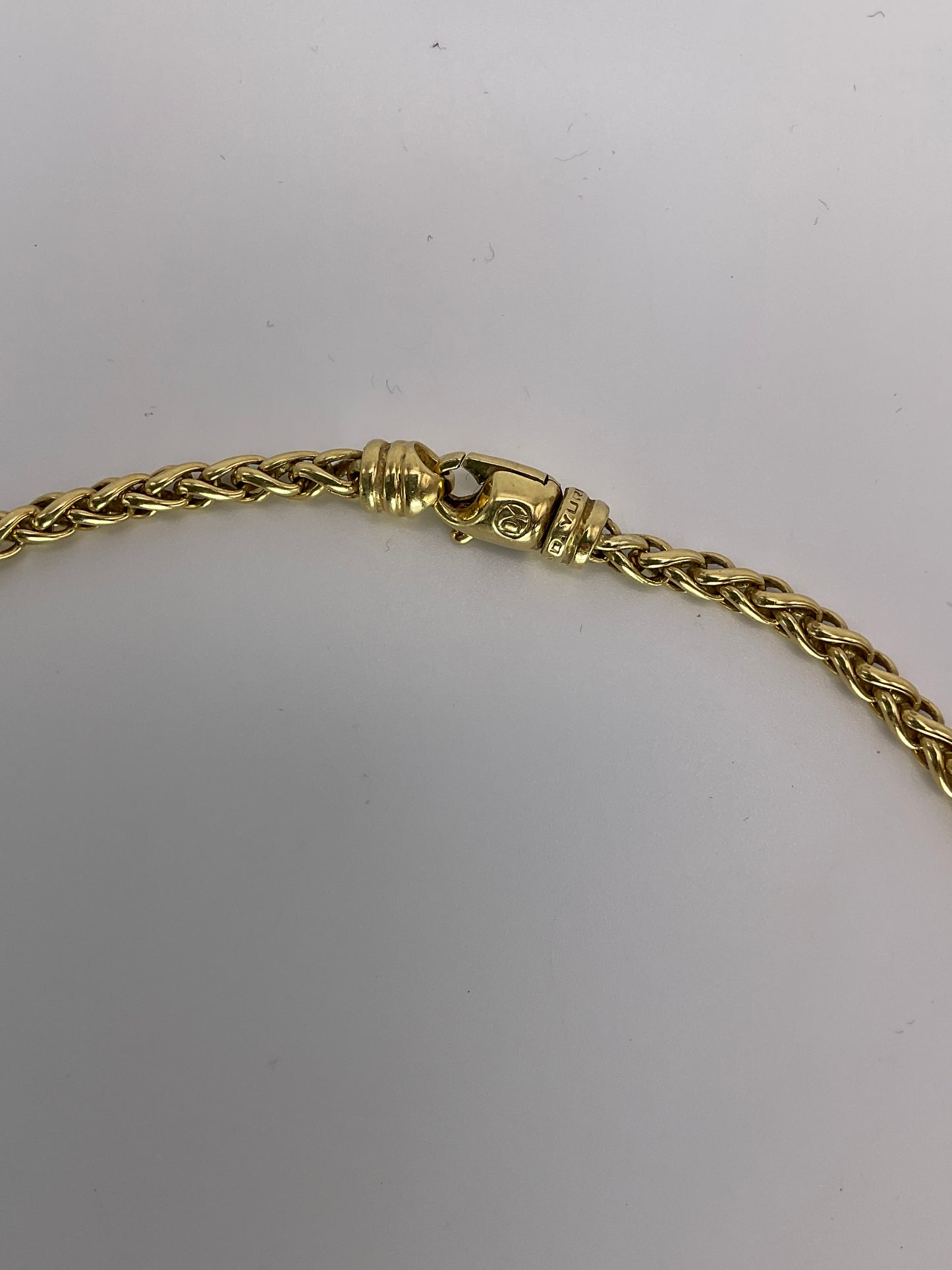 39.3g David Yurman 18K Yellow Gold Wheat Chain Necklace 4mm 18"