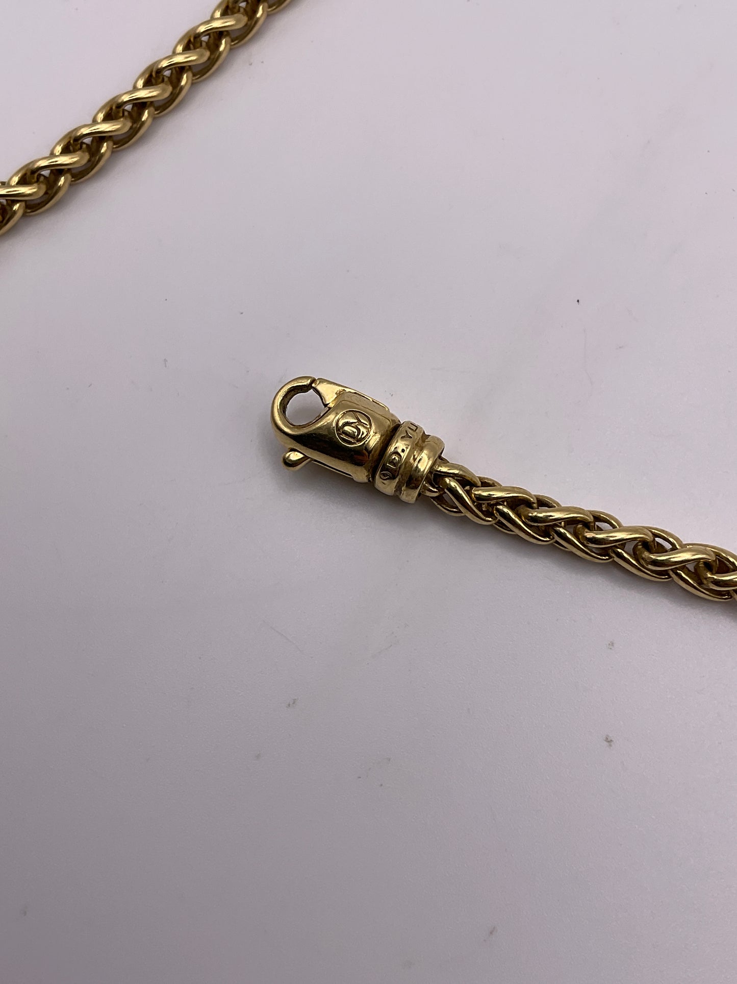 39.3g David Yurman 18K Yellow Gold Wheat Chain Necklace 4mm 18"